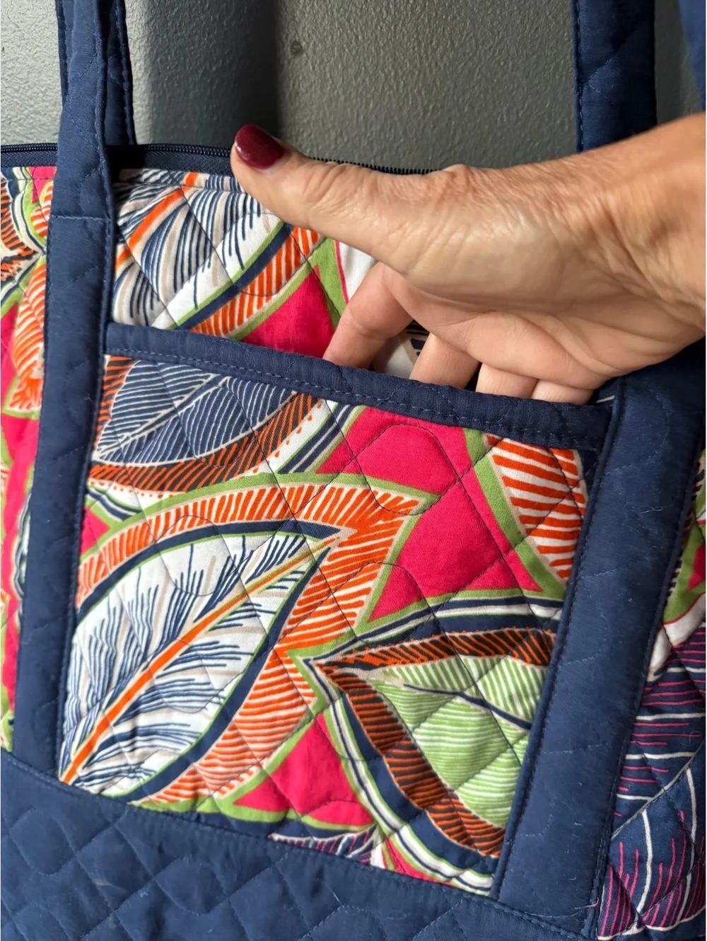 Buckhead Bettie’s Quilted Tote Bag with Colorful Leaf Pattern